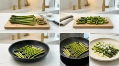Ciepła sałatka ze smażonych zielonych szparagów z fetą i pistacjami – gotowa w 15 minut